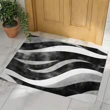 1pc Floral Print Felt Non Slip Doormat, Water Absorbent Floor Mat, Stain Resistant Washable Rug, Indoor Entrance Mat For Kitchen Hallway Bedroom Bathroom, Durable Anti-Slip Backing Home Decor Carpet, Easy Clean Multi-Purpose Entryway Floor Rug - A - View 1