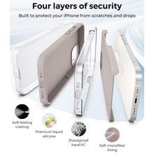 原裝矽膠保護殼，相容 iPhone 13 14 15，[軍規級防震保護] 矽膠保護殼，內層柔軟防刮微纖維，相容 iPhone 16 Pro Max 17 Pro Max 18 Pro Max XS Max XR 7 8 Plus SE2022 6s 6s Plus 12 Mini 11 - 鈦原色 - 查看 3