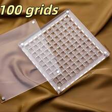 2/1pc 64-Grid/100-Grid Acrylic Nail Rhinestone Storage Box, Double-Sided Round/Square Display Box, Magnetic Nail Accessory Organizer Tool Empty Box Without Rhinestones, Nail Accessories, Practical Tool - Clear - View 10