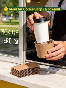 100pcs Coffee Cup Sleeves, Suitable For Hot Drinks, 25/50pcs Durable Corrugated Cardboard Cup Sleeves, Fit 12-24oz Cups, Beverage Insulation, Suitable For Both Hot And Cold Drinks - View 7