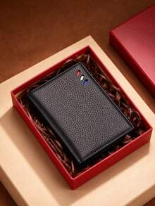 Business Men's Trifold Short Wallet, Durable PU Leather, Multiple Card Slots, Compartments For Bank Cards, IDs, Coins, Daily Vintage Highly Attractive Handheld Wallet - Multicolor - View 3