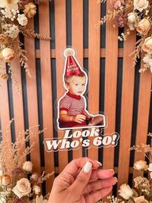 Personalized Character Photo Cake Topper, Customizable Photo + Character Design, Personalized Cake Decoration, Easy To Place On Cake, Suitable For Birthday, Family Gathering, Holiday Cake, DIY Party Lover Cake Decoration - Multicolor - View 3