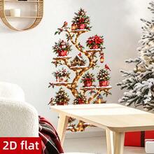 1pc/2pcs Santa Forest Animal Christmas Tree Wall Sticker, Snow Xmas Design, Removable PVC Decal, Home Holiday Decor, Kids Bedroom Nursery Decor - Multicolor - View 7