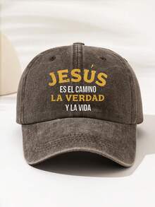 1pc "JESUS ES EL CAM NO LA VERDAD YLA VIDA" Printed Washed Baseball Cap, High-Quality All-Season Fashion Adjustable Hat, Suitable For All Ages, Comfortable And Versatile For Sports, Fitness, Parties, Work, Best Gift For Family And Friends - Washed Cap - View 5