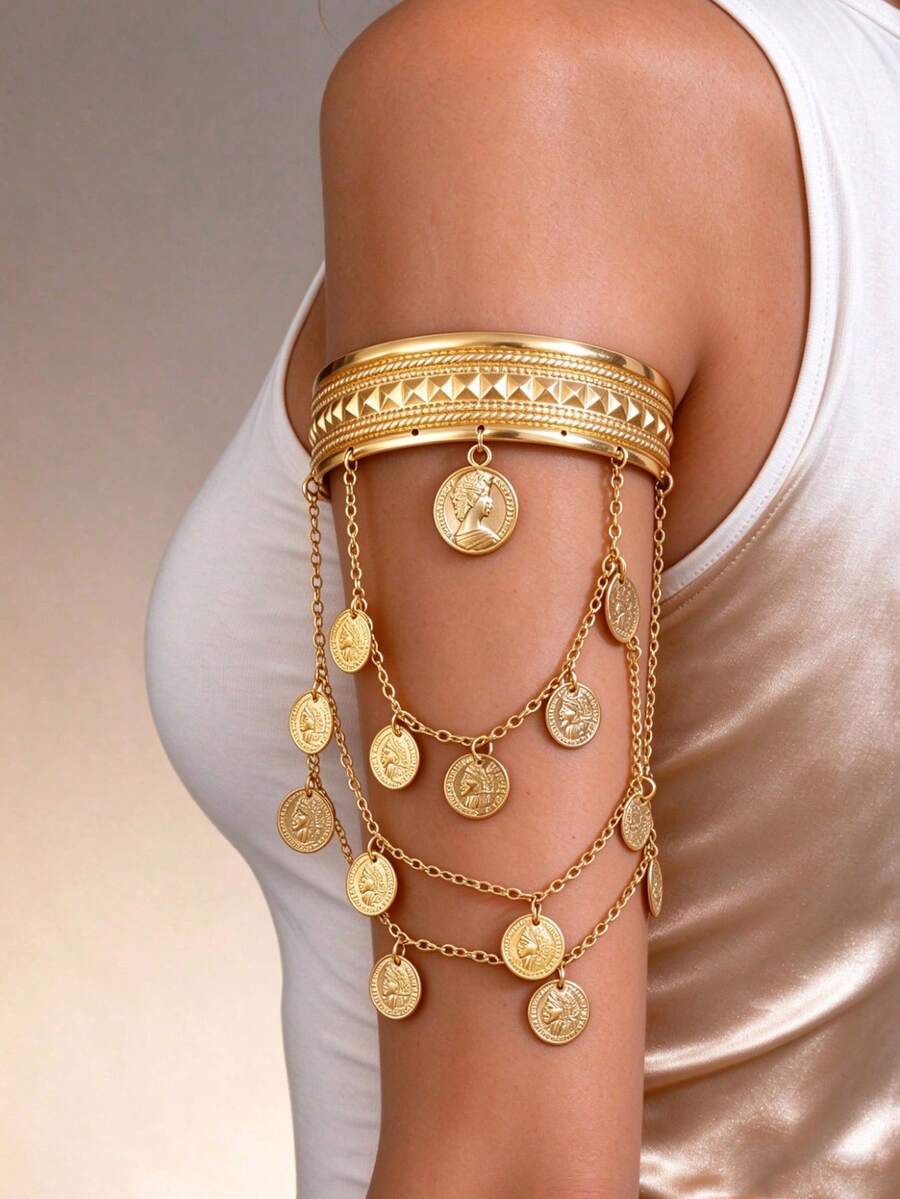 Bohemian Exaggerated Versatile Casual Minimalist Niche Tassel Arm Cuff - Multicolor - View 1