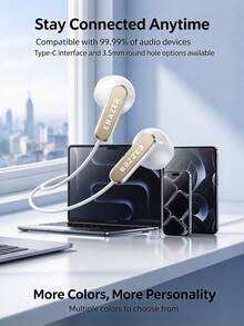 Lenovo EY136 Semi-In-Ear Wired Earphones, HiFi High Sound Quality, For Gaming, Online Classes, Music, And Calls, Plug And Play, ENC Call Noise Reduction - View 2