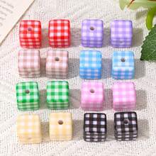 10pcs 14mm Polka Dot Style Acrylic Square Beads With Straight Hole, Large Hole Loose Beads For DIY Phone Chain, Keychain, Pendant, Pen Decoration, Box Packaging - 14mm Polka Dot Square - View 3