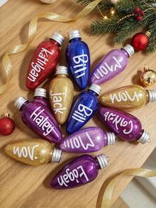 Personalized Light Bulb Christmas Ornament, Personalized Christmas Decoration, Name Ornament, Christmas Gift, Children's Ornament | Glitter Ornament | Personalized Ornament, Christmas Decoration, Personalized Christmas Gift, Christmas Decoration, Christmas Decoration, - Multicolor - View 8