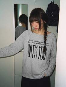 Early Autumn Grey Off-Shoulder Cold Shoulder Long Sleeve T-Shirt Women's Sexy Top - Grey - View 6