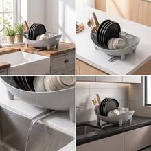 Plastic Countertop Dish Drying Rack With Drain Spout, Sink Side Utensil Drainer, Detachable Knife And Fork Storage Box, Large Capacity Bowl Plate Cup Kitchen Storage Rack, Kitchen Dish Drying Rack, Bowl And Plate Storage Rack, Drain Spout Bowl Rack, Countertop Utensil Storage Rack, Sink Side Draining Basket, Cup And Bowl Drying Rack - View 8