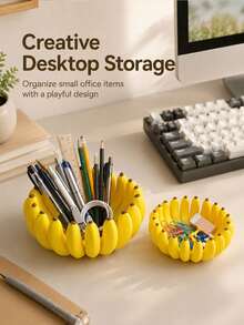 1/2pcs Banana Shaped Key Jewelry Tray, Fruit Themed Desktop Storage Dish With Peel Stripes, Plastic Material Entryway Home Decor Organizer, Non-Food Contact Decorative Item, Housewarming Gift - Conventional - View 13