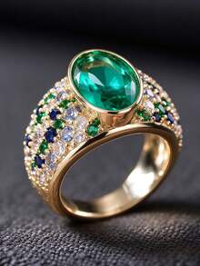 1pc Elegant Cubic Zirconia Ring For Women, Wedding Engagement Party Jewelry, Valentine's Day Gift - 1# - View 5