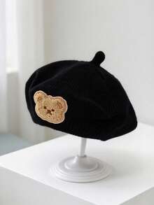 1件純色中性嬰兒貝雷帽，小女孩秋季穿搭，適合居家與外出，生日拍照道具裝飾嬰兒禮物 - 彩色 - 查看 15