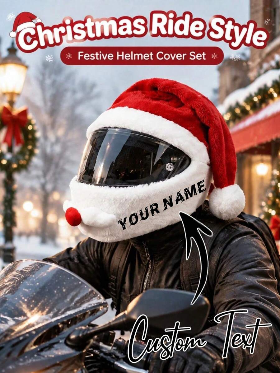 Vỏ bọc mũ bảo hiểm mô tô hình ông già Noel tùy chỉnh, bảo vệ mũ bảo hiểm full face bằng lông nhung Giáng Sinh, trang trí mũ bảo hiểm râu ông già Noel dễ thương và mũi đỏ, phụ kiện đồ bảo hộ lái xe ngày lễ cho người đi mô tô và xe tay ga - Nhiều màu - Xem 1