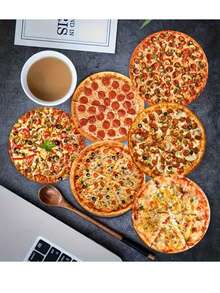 6pcs/3pcs/1pc Pizza Pattern Round Coasters, Heat-Insulating, Absorbent, Anti-Scalding, Suitable For Coffee Cups, Water Cups, Tea Cups, Fun And Quirky Desktop Decoration, Suitable For Home Dining Table, Living Room Coffee Table, Restaurant Use, Friend Gathering Small Gift, Housewarming Gift, Holiday Small Gift, Personalized Home Decor, Desktop Protection Mat, Prevent Scratching Desktop, Cute Food Style Home Supplies, Fun Small Items - View 10