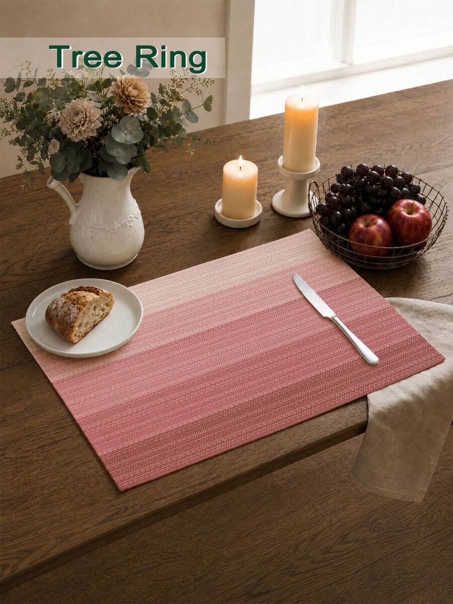 4pcs/6pcs Ombre Tablecloth, Modern Living Room & Dining Table Decor Placemats, Washable, Kitchen Table Mats, Heat Resistant Table Decoration, Suitable For Home Party, Camping Outdoor Dining Table Decor, Coffee Table, Spring & Summer Home Decor - Pink - View 1
