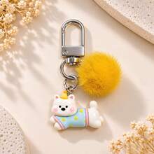 1pc/2pcs Women's Cute Animal Running Kitten & Puppy Resin Pendant, Waterproof Mink Fur Ball Accessory Keychain, Cute Bag Charm Wallet Pendant - Multicolor - View 4