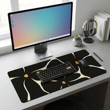 Black Floral Mouse Pad, Gaming Office Home Desktop Mat, Rubber Base PC Laptop Study Desk Pad, Computer Keyboard Pad, Non-Slip Smooth Surface, Office Home Gaming Desktop Accessory - View 4