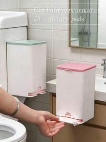 1pc Wall-Mounted Sanitary Napkin Storage Box, Suitable For Home Bathroom, Dust-Proof And Moisture-Proof, With Lid Design, Can Store Sanitary Napkins, Essential For Bathroom Decoration And Storage, Also Suitable For School - Multicolor - View 1