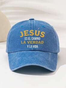 1pc "JESUS ES EL CAM NO LA VERDAD YLA VIDA" Printed Washed Baseball Cap, High-Quality All-Season Fashion Adjustable Hat, Suitable For All Ages, Comfortable And Versatile For Sports, Fitness, Parties, Work, Best Gift For Family And Friends - Washed Cap - View 14