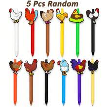 5/10pcs Funny Ballpoint Pens For Chicken Lovers, Featuring Rooster, Turkey, Hen And Other Farm Animal Patterns, Suitable For Chicken Lovers, Farm Christmas Party Decor, Office Desk Pet Supplies, Random Styles - Chicken - View 11
