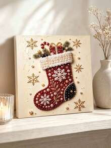 Christmas Pearl Christmas Sock Pearl Art DIY Kit With Frame, Beaded Mosaic Wall Decor - A - View 3