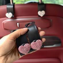 4 móc treo lưng ghế ô tô hình trái tim đính đá, móc treo trang trí lưng ghế sau cho nữ, phụ kiện sắp xếp lưu trữ nội thất ô tô - Móc treo hình trái tim - Xem 9