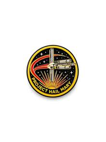 1pc Vintage Sci-Fi Metal Black & Gold Starry Spaceship English Lettering Round Brooch, Women's Daily Backpack & Jacket Decoration Gift - Multicolor - View 10