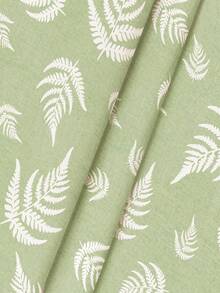 1pc Sage Green Fern Leaf Print Faux Linen Tablecloth, Washable Rustic Rectangular Table Cover, Decorative Table Cloth For Dining Room Home Picnic Party - Multicolor - View 5