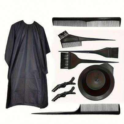9pcs/Styling Tool Set, Hairdressing Tools Comb Cape Scissors Hair Clips Set Hair Salon Tools Hair Dyeing Hair Treatment Supplies Hair Brush