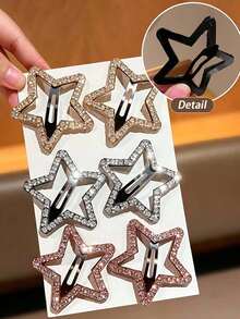 Star-Shaped Zinc Alloy Rhinestone Hair Clip, Korean Style Ins-Inspired Loose Hair Clip - Multicolor - View 6