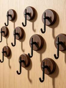 Heavy Duty Walnut Wood Hooks (1/2/4pcs) Self-Adhesive Waterproof Wall Hooks, Suitable For Bathroom And Kitchen To Hang Towels Or Clothes - Multicolor - View 15