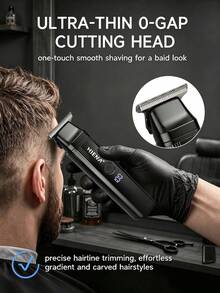 HIENA Men's Home Hair Clipper & Shaver Electric Set, Suitable For Styling, Hair Cutting, Facial Shaving, USB Fast Charging, LED Display, Comes With 4 Limit Combs, Easy For Beginners To Use, Ideal Home Gift (Buy 2pcs Hair Clipper Set Get Manual Razor Free) - Black - View 2