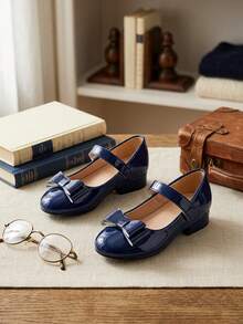 1 Pair Beautiful Girls Bow Autumn/Winter Children Shoes - Blue - View 3