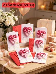 4pcs/2pcs 2D Heart-Shaped Balloon Design Greeting Cards, Suitable For Wedding, Proposal, Birthday Party, Theme Party, Bachelor Party, Housewarming Party, Vintage Party, Bridal Shower And More Occasions - One Size Fits All - View 2