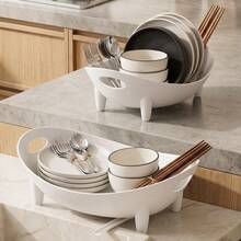 Plastic Countertop Dish Drying Rack With Drain Spout, Sink Side Utensil Drainer, Detachable Knife And Fork Storage Box, Large Capacity Bowl Plate Cup Kitchen Storage Rack, Kitchen Dish Drying Rack, Bowl And Plate Storage Rack, Drain Spout Bowl Rack, Countertop Utensil Storage Rack, Sink Side Draining Basket, Cup And Bowl Drying Rack - View 10