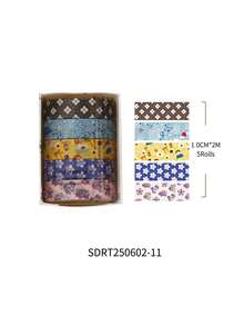 5 Rolls Vintage Cartoon Washi Tape Set, Retro Floral & Animal Pattern Decorative Stickers, Suitable For Scrapbooking, Journaling, Planner And DIY Crafts, Back To School Stationery - Wind and Objects Series - View 20