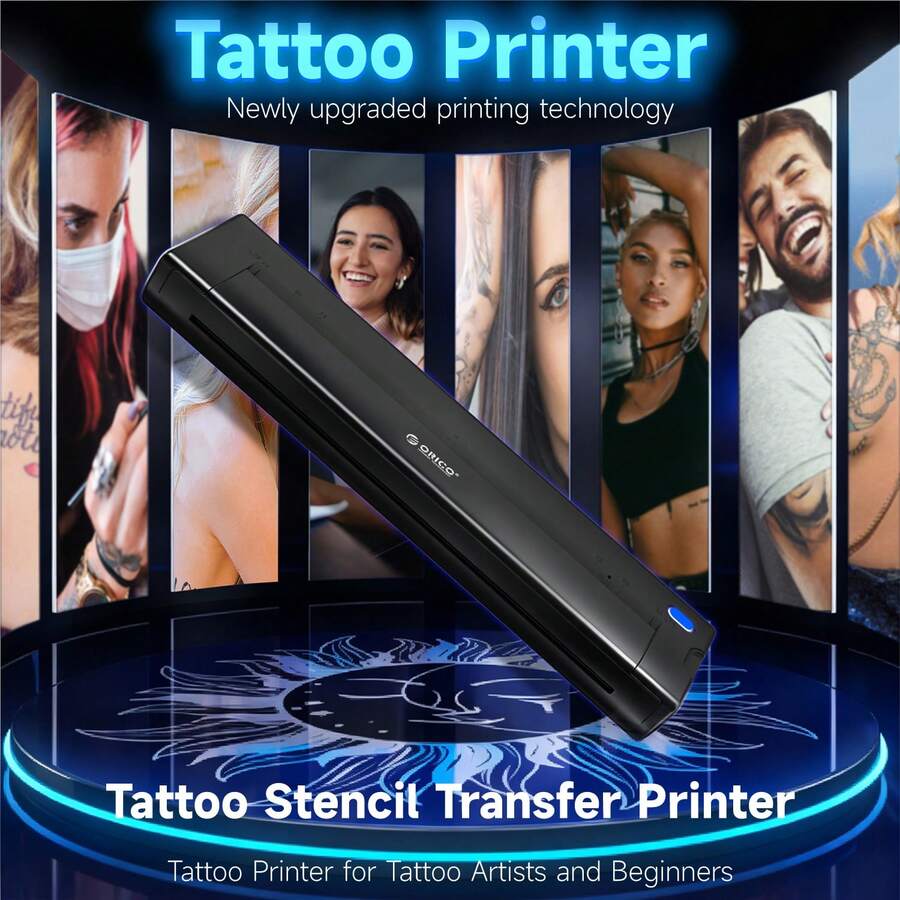 ORICO Portable A4 Thermal Printer / Tattoo Stencil Transfer Machine – Easy To Use With No Special Skills Required; Supports Wireless, Ink-Free Printing. A Handy Tool For Tattoo Artists That Delivers High-Definition, Clean