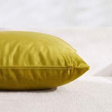 1pc Velvet Decorative Pillow Case - Olive Green - View 6