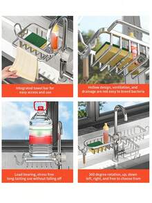 1pc Stainless Steel Kitchen Faucet Storage Rack, Kitchen Storage Rack, Bathroom Shower Storage Rack - A - View 4