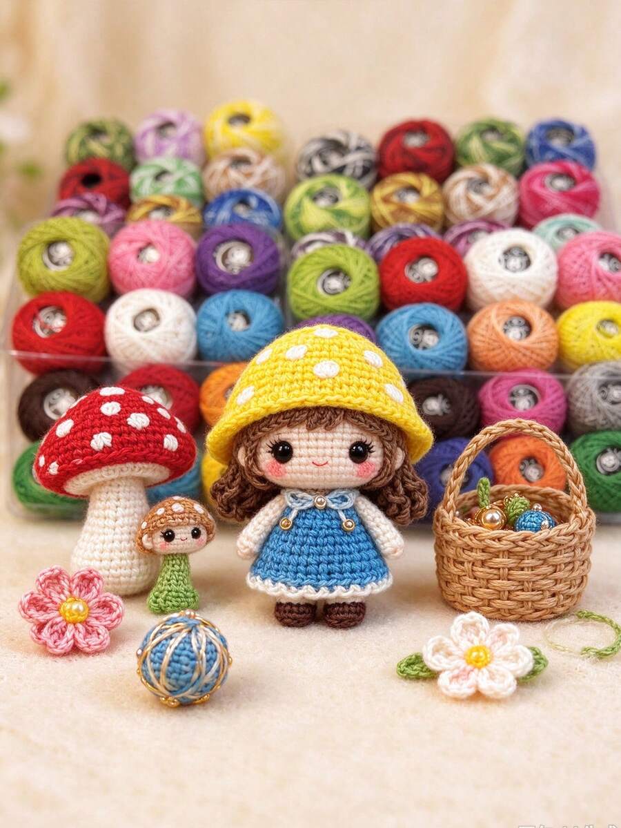 12/16 Colors DIY Lace Yarn Set, Solid Color Or Dual Color Optional, Random Color Box, Soft And Smooth Lace Yarn, Crochet Accessories, Cross Stitch, Embroidery, Mini Dolls, Handmade Hair Clips - Lace Thread - View 1