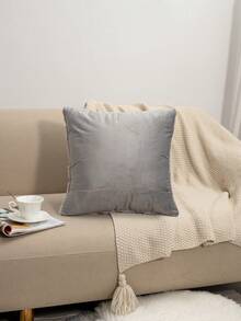 1pc Grey Faux Rabbit Fur Pillow Case, Embossed Geometric Rhombus Stripe Soft Skin-Friendly Cushion Cover, Solid Color Minimalist Decorative Pillowcase, Suitable For Sofa, Bedroom, Living Room, Minimalist Retro Home Decor, Warm And Cozy Pillow Cover, Pillow Insert Not Included - Multicolor - View 5