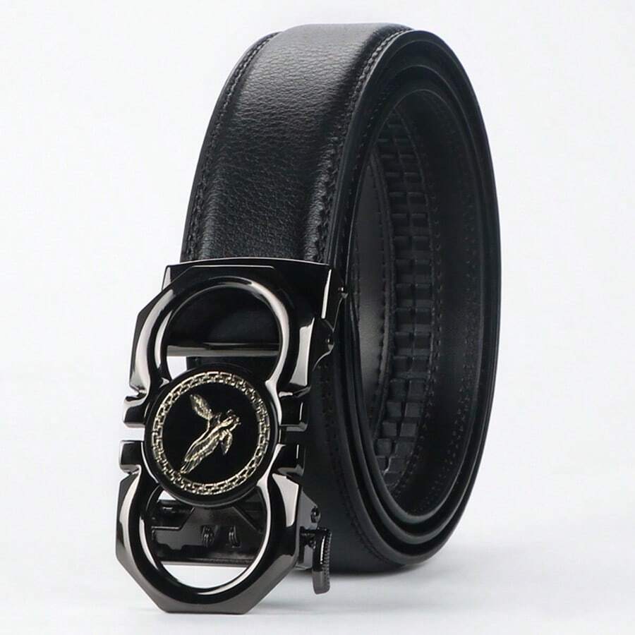 1pc Men' S Ratchet Buckle Belt, Smooth Belt Strap, Versatile For Office Wear, Meetings & Daily Commutes - DL38 41 DP42 43 - View 1