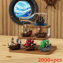6pcs Simulation Pirate Ship Micro Particle Building Block Toy Set, ABS Resin Building Block Model, Adult Stress Relief Assembly Toy, Creative DIY Assembly Decoration. Home Atmosphere Decoration, Suitable For Building Block Hobbyists, Collectible Decoration. Christmas Halloween Gift Decoration, Memorial Party Gift, Birthday Gift, Christmas Gift - Multicolor - View 3