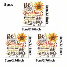 1pc/2pcs/3pcs Sunflower And Inspirational Quote Heat Transfer Sticker, Suitable For DIY T-Shirts, Jeans, Pillows, Backpacks, Hats And Sofa Covers, Waterproof, Fade-Resistant, Durable, Washable Plastic Sticker, Fun Pattern, Fabric Decoration, Clothing Embellishment, Craft Enthusiasts - Multicolor - View 9