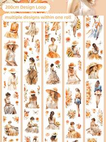 DANKUN Upgraded Large Size Die-Cut Washi Tape, Easy To Tear And Use, Non-Repeating Pattern On One Roll, Matte PET Tape Sticker Roll, For Junk Journal, Scrapbooking, DIY Collage - Large Size - View 2