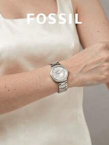 Women's Fossil ES3282 Sparkling Crystal Dress Wrist Watch,Polished Silver Metal Band,Rhinestone Inlay,Luxury Ladies Wristwatch For Daily & Party - Silver - View 6