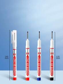 4pcs Long Nib Marker Pens, Deep Hole Markers With Extended Metal Tip, Black Red Blue Green Ink, Fine Point Pens For Wood Tile Ceramic Multi-Surface Marking, DIY Industrial Supplies - Multiple Styles - View 5