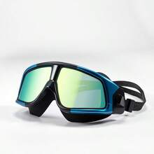 WEITIS Adult Large Frame Swimming Goggles, HD Waterproof Anti-Fog Unisex Professional Diving Swim Glasses - Black Border With Blue Plating + Bagged - View 3