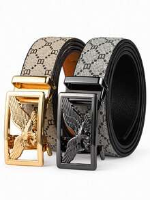 1pc Men's Fashion Casual Belt, High-End Alloy Automatic Buckle, Multi-Functional Adjustable Leather Belt, Suitable For Business, Dating And Daily Wear - Multicolor - View 1